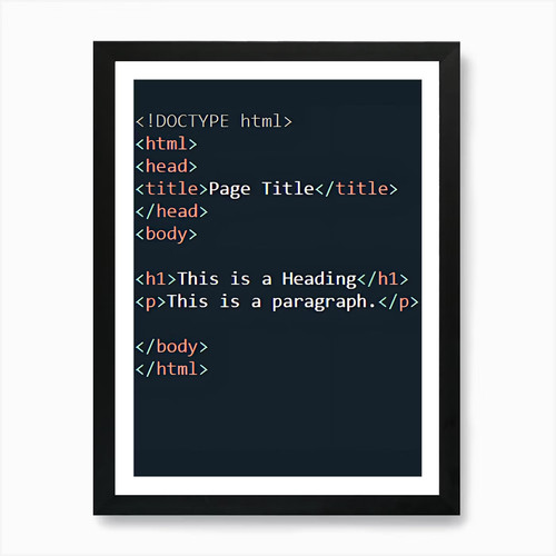 Html code art print framed - html,